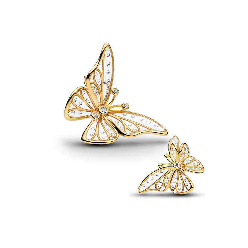 Charm séparateur espaceur papillon aile strass bridgerton or pour bracelet