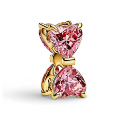 Charm noeud élégant pierre rose bridgerton or pour bracelet