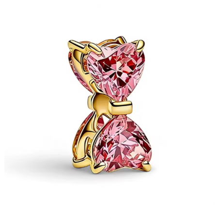 Charm noeud élégant pierre rose bridgerton or pour bracelet