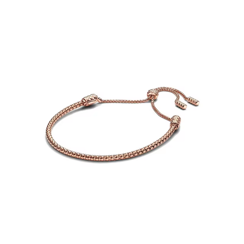 Bracelet clouté pour charm or rose ajustable boule strass