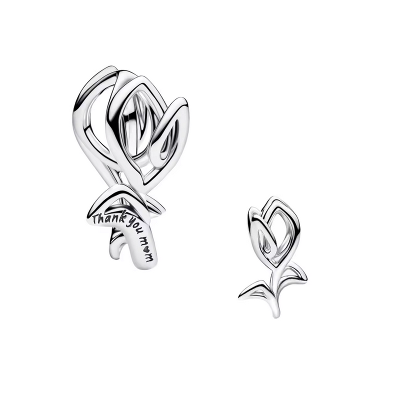 Charm fleur tulipe merci maman argent pour bracelet