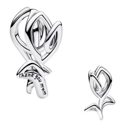 Charm fleur tulipe merci maman argent pour bracelet