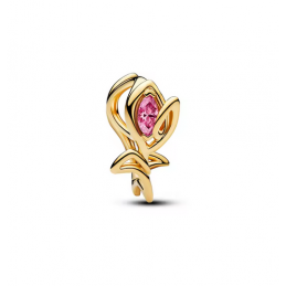 Charm fleur tulipe pierre rose or pour bracelet