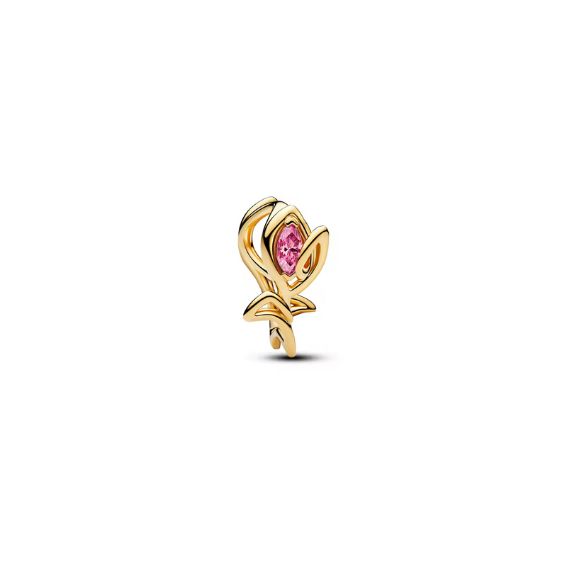 Charm fleur tulipe pierre rose or pour bracelet