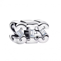Charm lettre soeur sis strass blanc argent pour bracelet