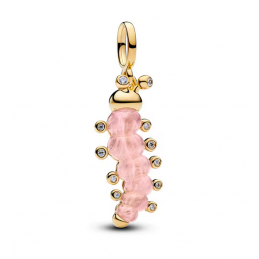 Charm chenille pierre rose or pour bracelet