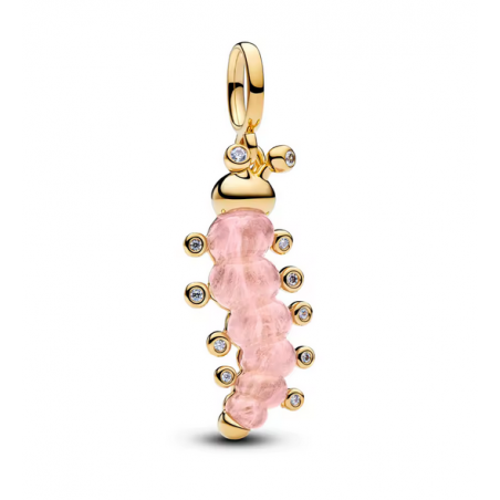 Charm chenille pierre rose or pour bracelet