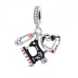 Charm argent métier couturière épingle ruban machine pour bracelet
