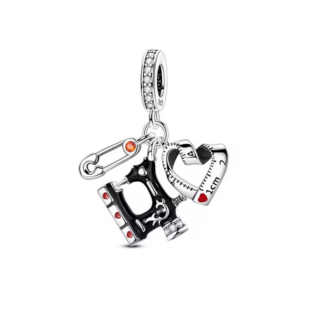 Charm argent métier couturière épingle ruban machine pour bracelet