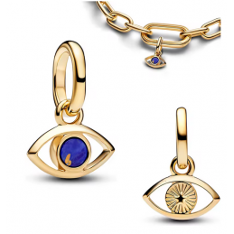 Charm oeil chance bleu simple doré pour bracelet