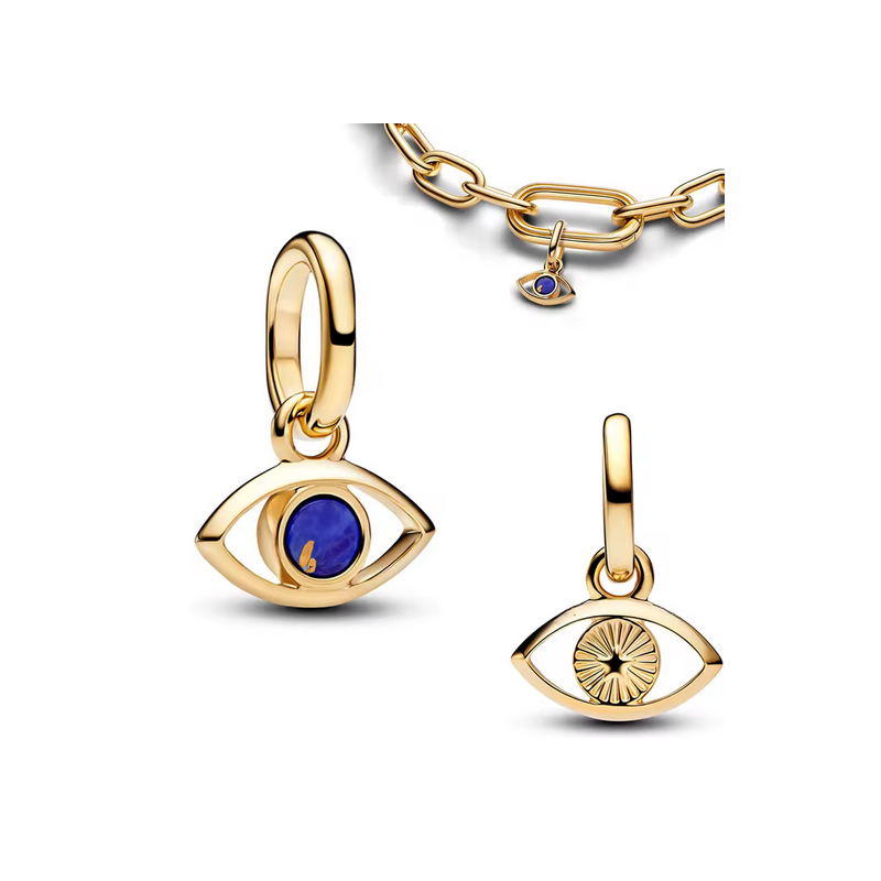 Charm oeil chance bleu simple doré pour bracelet