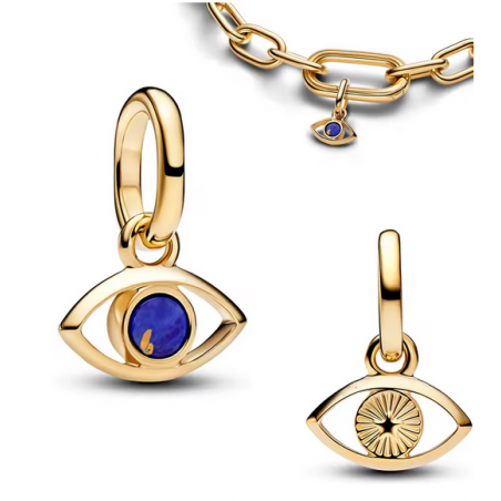 Charm oeil chance bleu simple doré pour bracelet