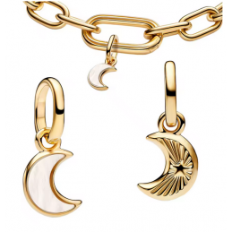 Charm lune nacre blanche or pour bracelet