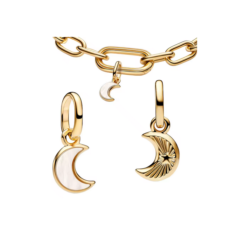 Charm lune nacre blanche or pour bracelet