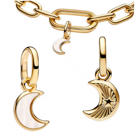 Charm lune nacre blanche or pour bracelet