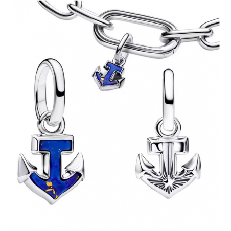 Charm ancre de bateau pierre bleu argent pour bracelet