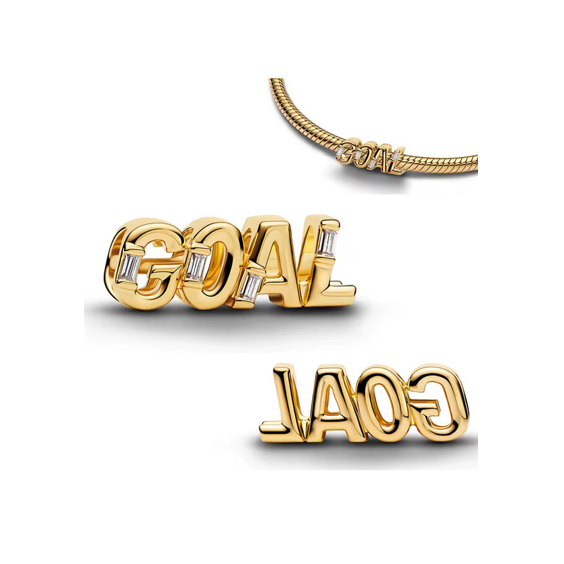 Charm lettre Goal gardien foot coupe du monde or strass blanc pour bracelet