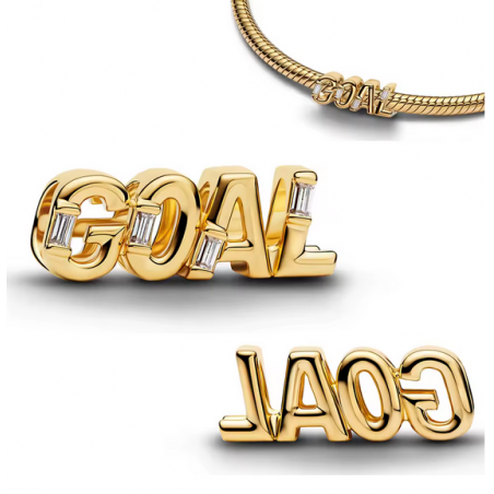 Charm lettre Goal gardien foot coupe du monde or strass blanc pour bracelet