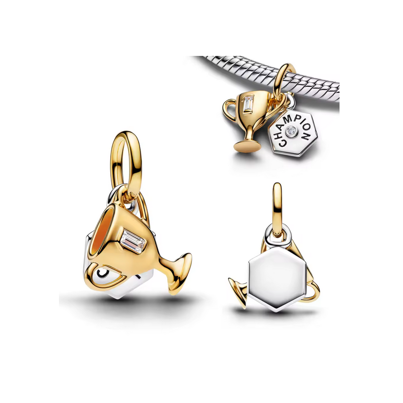 Charm coupe du monde de football champion argent or pour bracelet