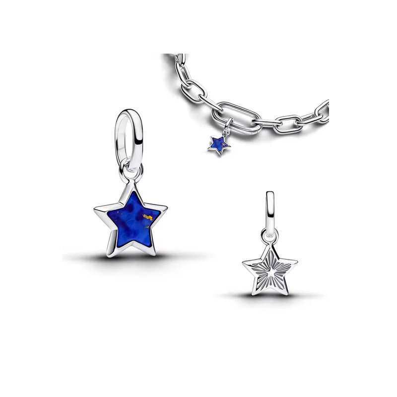 Charm étoile pierre bleu argent pour bracelet