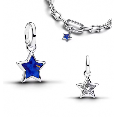 Charm étoile pierre bleu argent pour bracelet