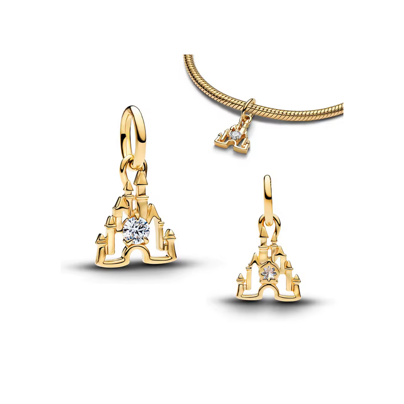 Charm chateau disney strass blanc doré pour bracelet