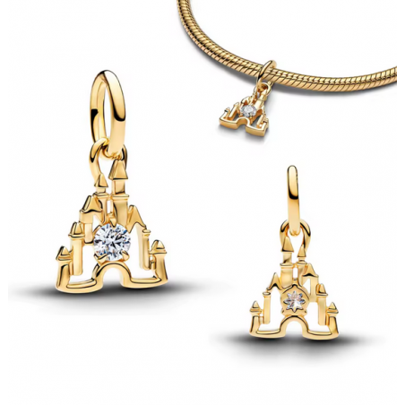 Charm chateau disney strass blanc doré pour bracelet
