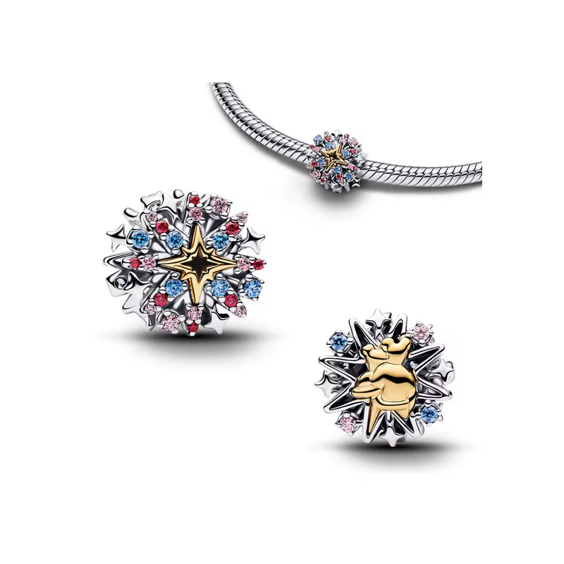 Charm feux d'artifice étoile mickey minnie amour disney argent pour bracelet