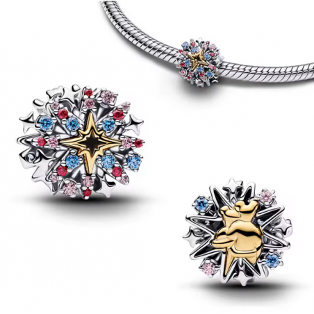 Charm feux d'artifice étoile mickey minnie amour disney argent pour bracelet