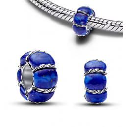 Charm murano bleu corde bleu argent pour bracelet