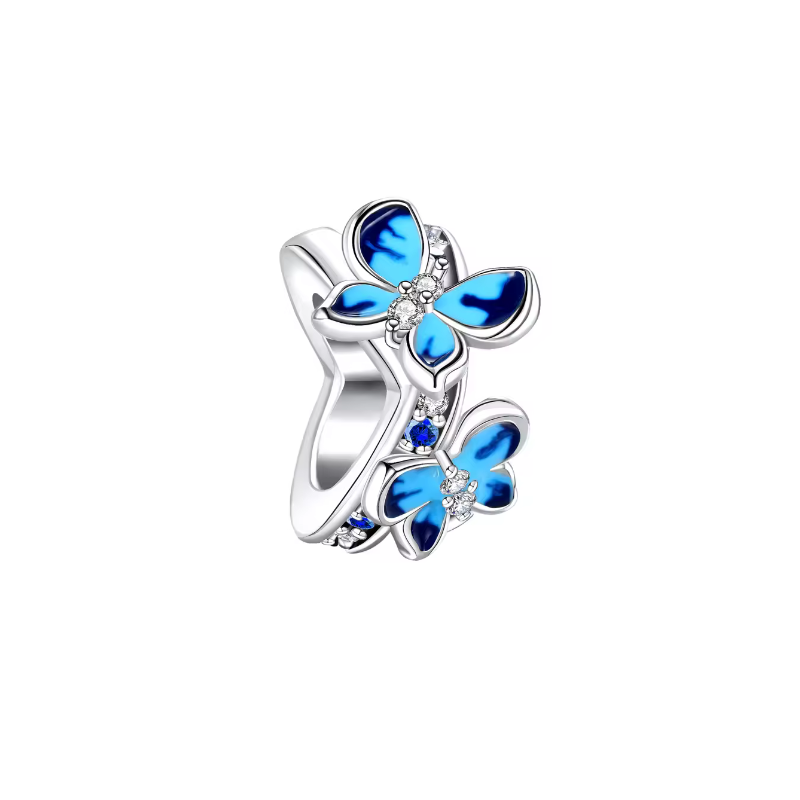 Charm séparateur espaceur pour bracelet deux papillons bleus