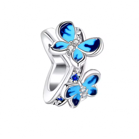 Charm séparateur espaceur pour bracelet deux papillons bleus