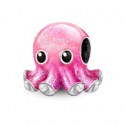 Charm bébé pieuvre poulpe rose argent pour bracelet
