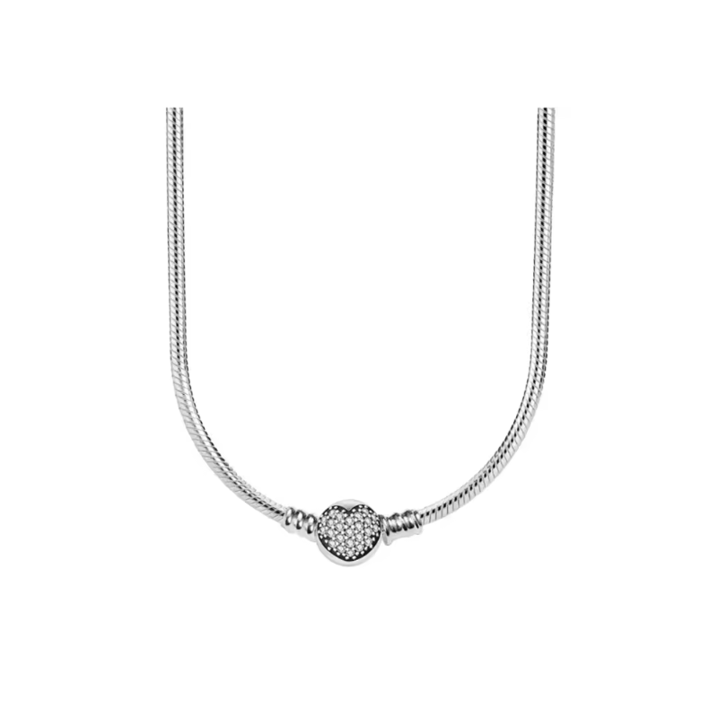 Collier pour charm coeur strass blanc