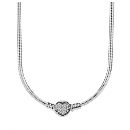 Collier pour charm coeur strass blanc
