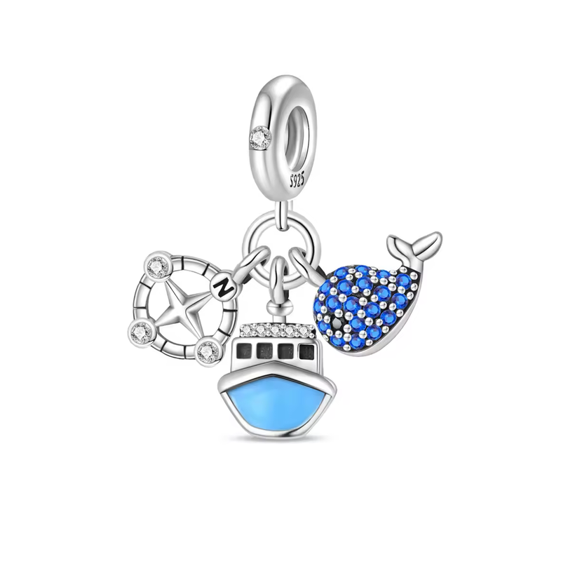 Charm bateau boussole baleine mer pour bracelet