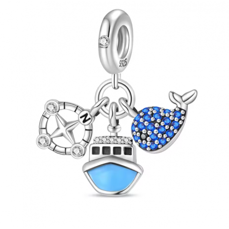 Charm bateau boussole baleine mer pour bracelet