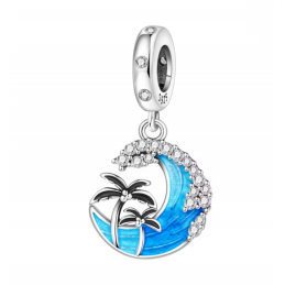 Charm vague mer palmier strass blanc pour bracelet