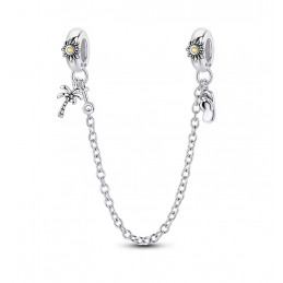 Charm double chaine palmier tong soleil pour bracelet