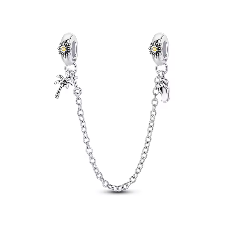 Charm double chaine palmier tong soleil pour bracelet