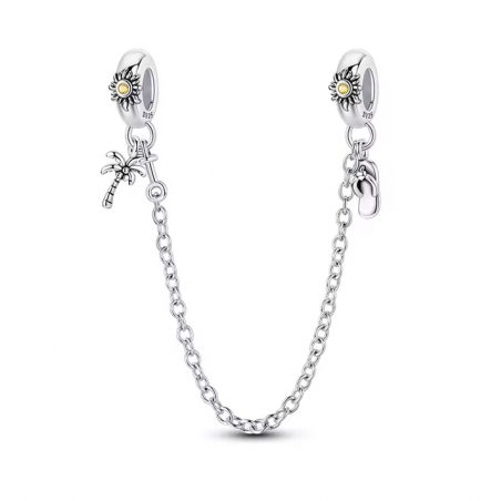 Charm double chaine palmier tong soleil pour bracelet
