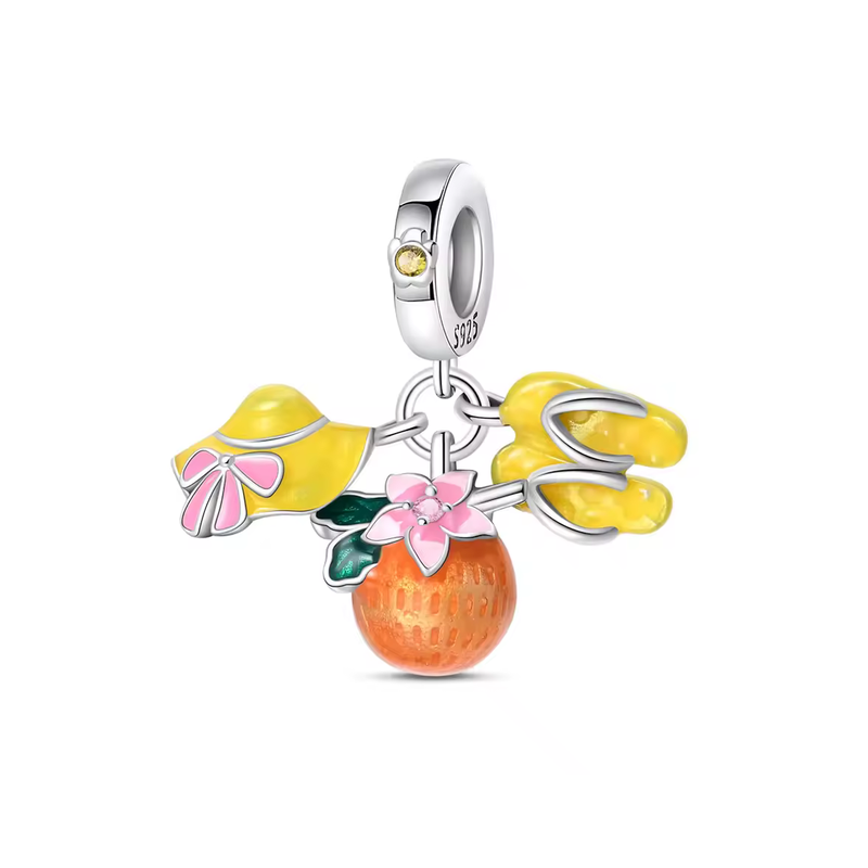 Charm vacances chapeau tong cocktail pour bracelet