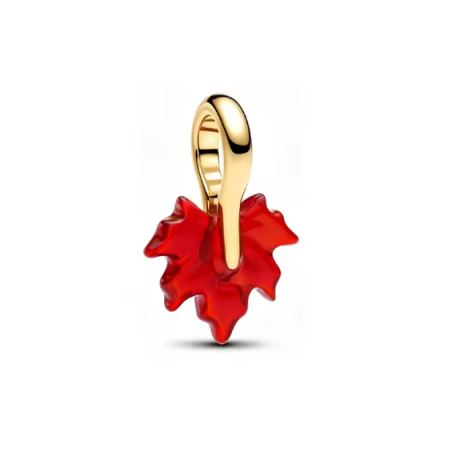 Charm doré avec feuille érable rouge pour bracelet