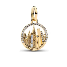 Charm ville new york building immeuble doré pour bracelet