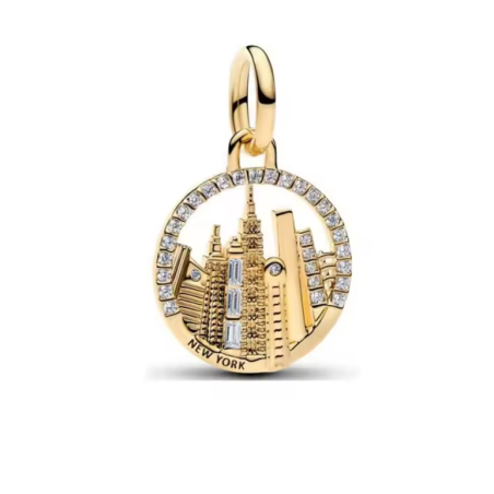 Charm ville new york building immeuble doré pour bracelet