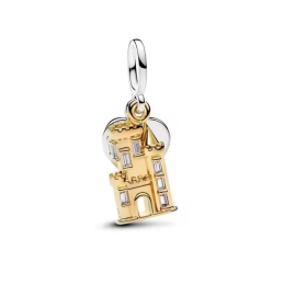 Charm duo bicolore chateau doré et coeur pour bracelet