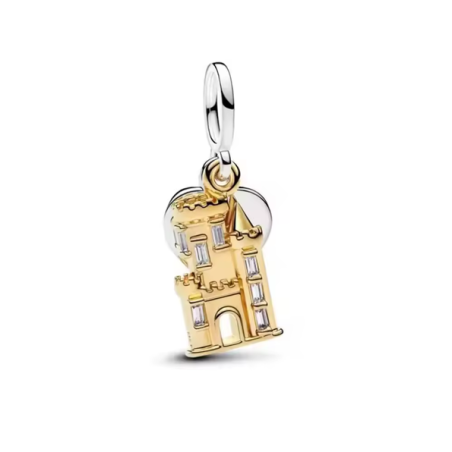 Charm duo bicolore chateau doré et coeur pour bracelet