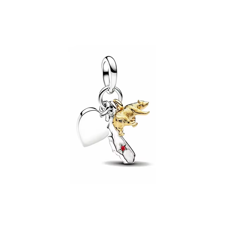 Charm duo bicolore ours doré et californie pour bracelet