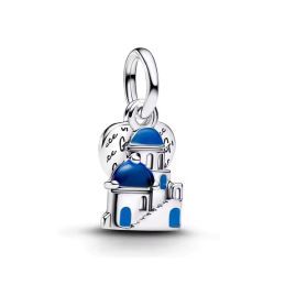Charm village méditérranéen maison bleue santorin avec coeur pour bracelet