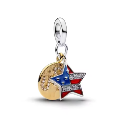 Charm rond doré étoile drapeau USA pour bracelet